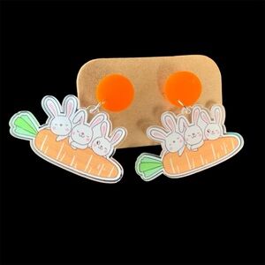🔥3/$10 Bunnies with carrot NEW earrings perfect for Easter